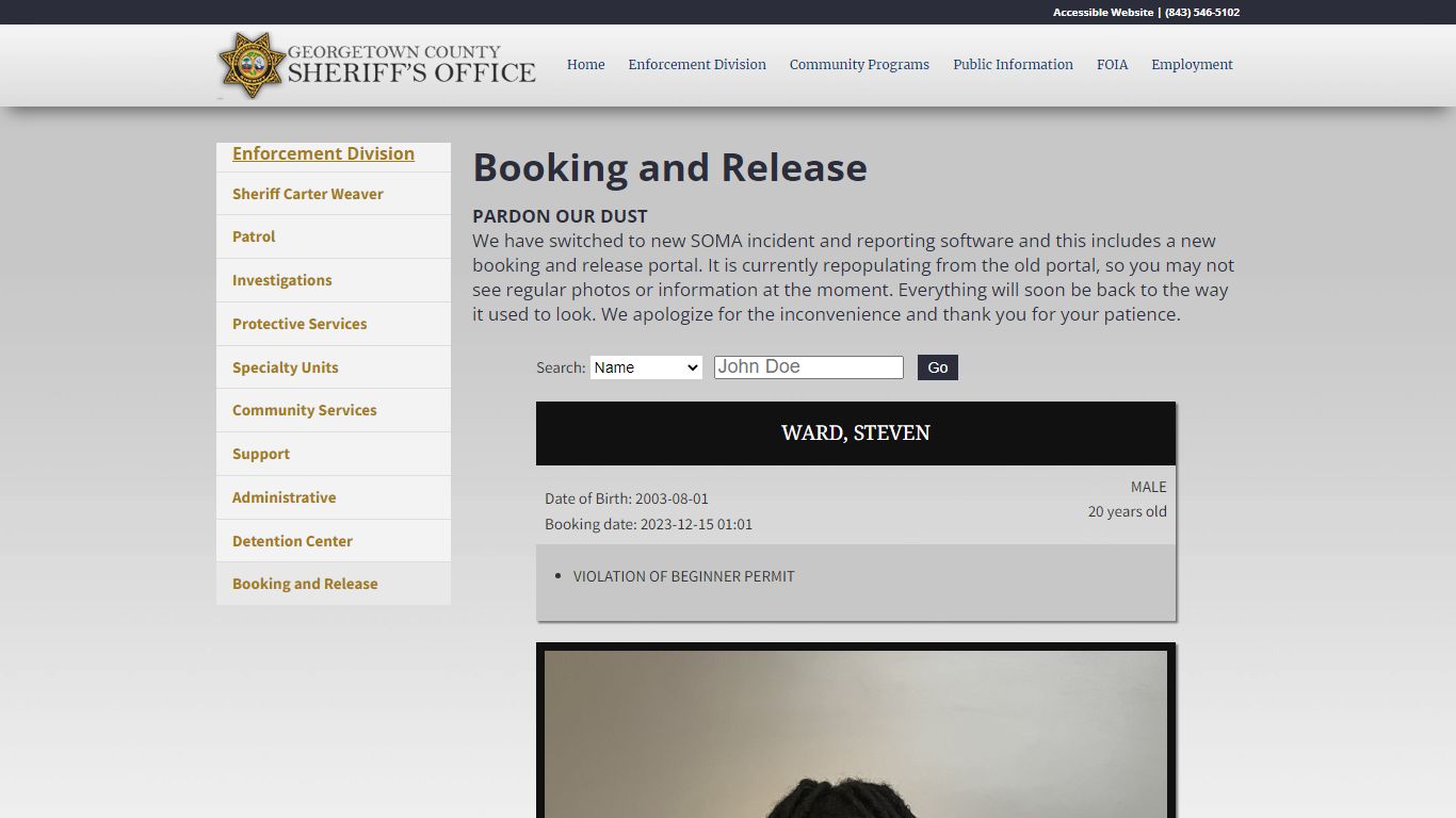 Booking and Release - GCSheriff.org
