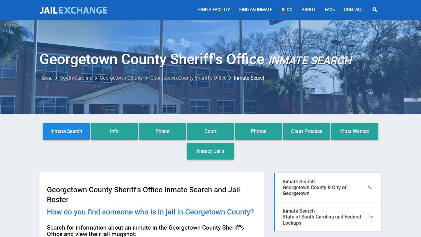 Georgetown County Sheriff's Office Inmate Search - Jail Exchange